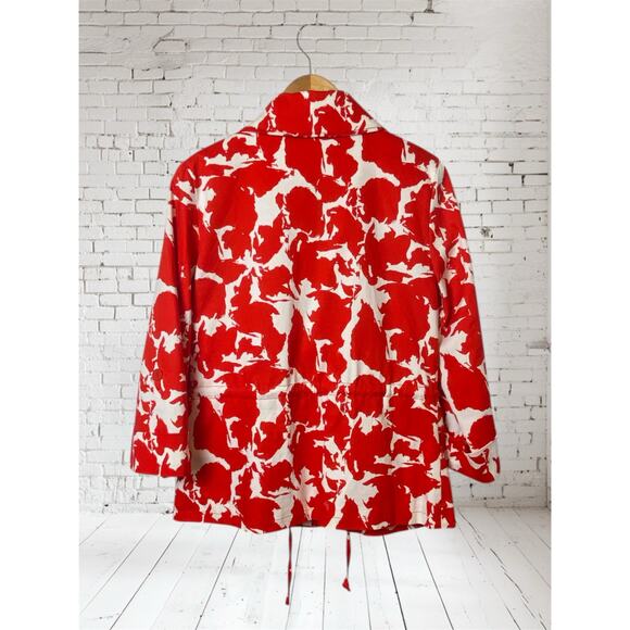 Eden Court Women's Red White Full Zip Drawstring Jacket Size Medium - Picture 2 of 7